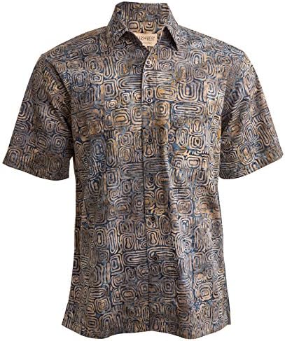 Јохари Вест Рипл Росо Тропски Хавајски памук Батик кошула за мажи