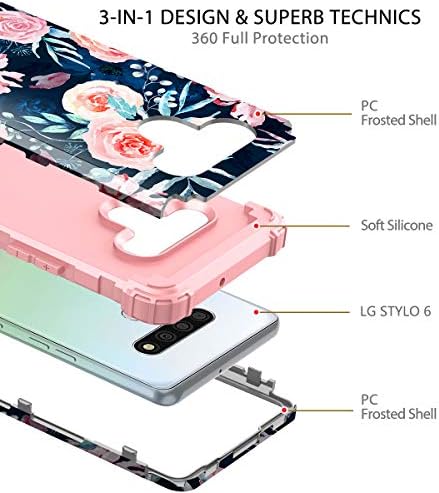 Hekodonk за LG Stylo 6 Case, тешка заштита од шок-заштита на тврда пластика+силиконска гума хибридна заштитна кутија за LG