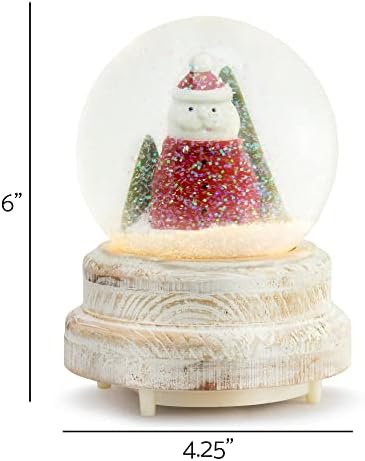 Демдако снег ден Санта Вајтјуш поведе 6 x 4.25 смола Музички снежен глобус игра разновидна Божиќна музика