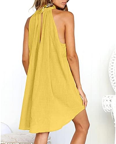 lcziwo женски без ракави на ракави летен летен летен фустан лабав резервоар врвни плетени фустани кратки празнични забави