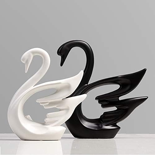 Zlbyb 2pcs/постави керамички пар лебеди фигурини црни бели украси свадбени подароци креативни дневни простории декор