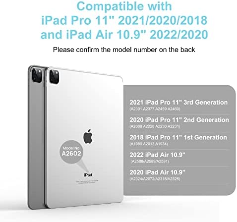 Куќиште за Тастатура за iPad Pro 10.9/11 инчи 1/2/3 / 4 Генерација 2022/2021/2020/2018, Водоотпорен Дизајн Два во едно, Ултра Тенка И Лесна Тастатура Bluetooth За iPad Air4/Air5 Apple