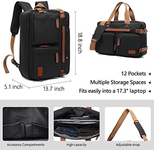 Petite Simone 3 во 1 ранец на лаптоп, 17,3 инчи компјутерски торби за мажи, работен ранец за мажи, отпорна на вода чанта, за работни деловни