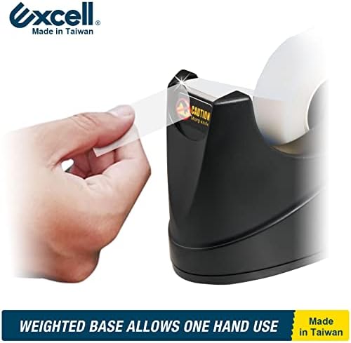 Excell Premium Desk Tape Dispenser со не -лизгачка подлога лесна за едната рака, симпатични диспензери за десктоп ленти што се користат
