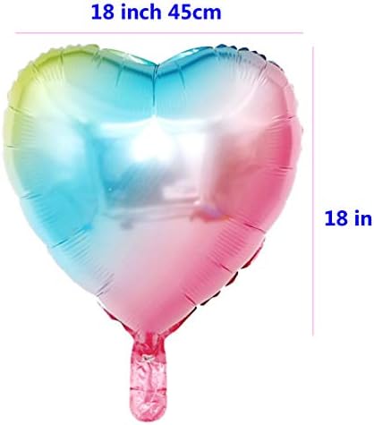 [10 Пакет] Фолија Балони Во Форма На Срце, 18 Миларни Балони Шарени Украси На Виножито За Роденденска Забава/Свадба/Свршувачка / Прослава/Празник/Шоу