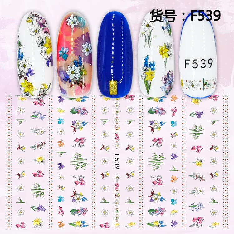 3Д ултра -тенки лепак за грб Нови пролетни маникир летни цвеќиња проucирни цветни налепници за нокти за нокти -снабдување со нокти -