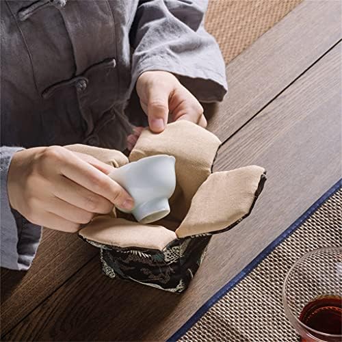 Mmllzel Retro Handmade Yunjin единечна чаша чај сет за складирање на садови за складирање на отворено патување преносно чаша торба за складирање