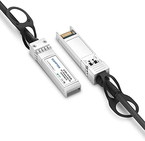 QSFPTEK 10G SFP+ DAC кабел, 0,5M пасивен директен прикачен бакар Twinax кабел за Cisco SFP-H10GB-Cu50cm, Ubiquiti, D-Link, Netgear,