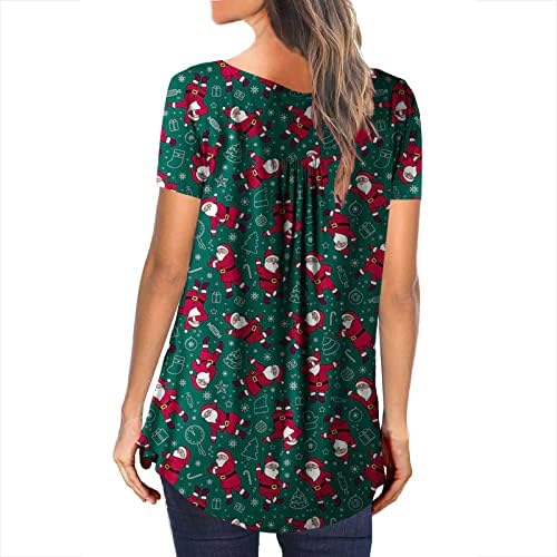 Xipcokm Божиќни тимови за жени го дополнуваат обичните блузи кратки ракави v вратот маица скријте стомак лабава проточна туника