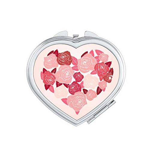 Рози во облик на срце, рози Денот на в Valentубените Огледало за патување Преносна рачна џебна шминка
