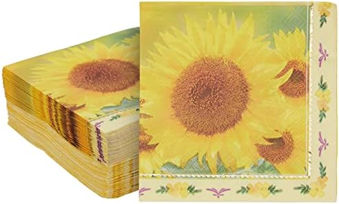 50 пакувања со сончоглед хартии за коктел салфетки за роденденски материјал за туширање за бебиња за бебиња