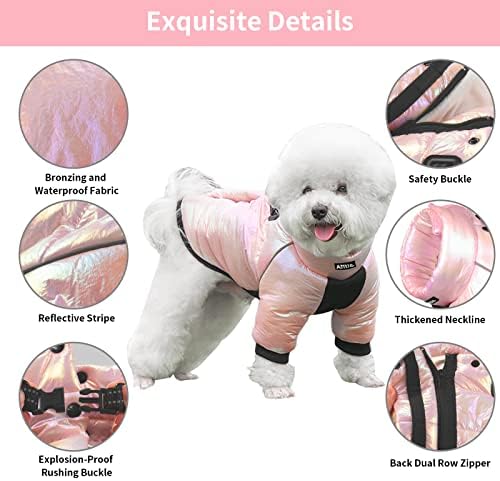 Аиитл рефлектирачки бронзинг ткаенина куче зимски палто - кучиња за дишење на кожата, пријатно за кучиња, топла облека за кучиња