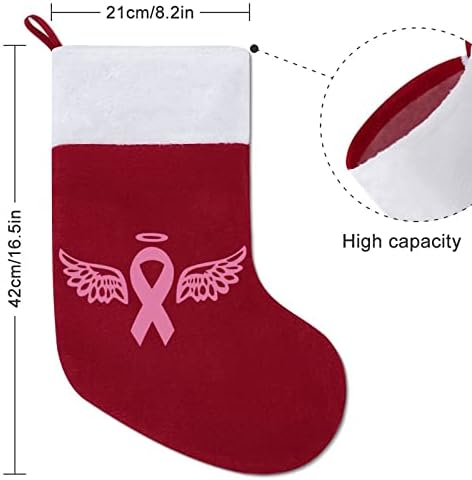 Ангелски крилја тетоважа со рак на дојка лента Божиќ виси чорапи за порибување за Божиќно дрво Камино за одмор дома
