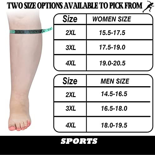 3PCS плус чорапи за компресија со големина Дополнително широко телесно жени мажи со голема големина на колена висока 20-30 mmHg циркулација