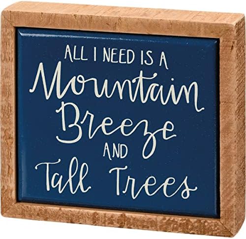 Примитивци Од Кети 113423 Планински Ветер И Високи Дрвја Знак За Мини Кутија, Должина од 4 инчи, Дрво