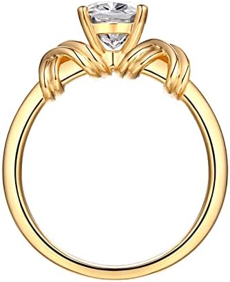 NSQFKALL Класичен нов прстен за венчавки за венчавки, ретро злато, женски сингл Rhinestone, ткаен образец вежба мода модерна