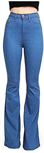 Etkiaенски панталони со етики со џебови широко разгорени фармерки со нозе високи панталони женски џеб фармерки на половината женски