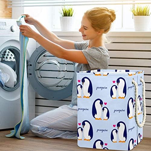 Нехомер мама и бебе пингвин 300D Оксфорд ПВЦ водоотпорна облека ја спречува големата корпа за перење за ќебиња играчки за облека во спална соба