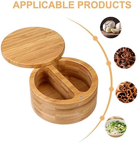 Besportble EBT Spices Bamboo Box Cound Counder Condain со капак и прегради бибер кутија бамбус зачинување тегла за кујнски сад за контејнер