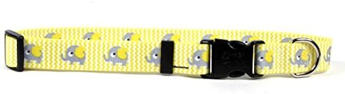 Жолта Куче Дизајн Жолта Слонови Куче Јака Со Ознака-А-Долго Проект Таг Систем-Мали-3/4 и се вклопува Вратот 10 до 14