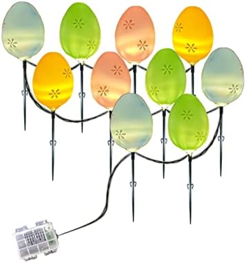 Светилка за Велигденски украси Моресец, Велигденски јајца LED светилки за ламби, ламби за отворено, непропустлива батерија Велигденска декоративна