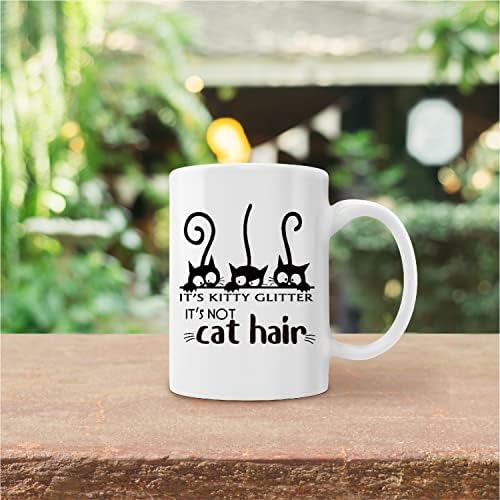Gichugi Смешно не е коса со мачки, тоа е писе сјај керамички кригла-11 унци Смешно ekиркање црни мачки кафе млеко чај чаша чаша чаша
