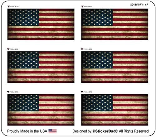Битка и носено американско знаме v1 - од StickerDad® - Целосна боја печатена - - тврда капа, шлем, прозорци, wallsидови, браници,