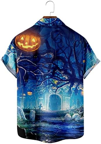 Летни кошули за мажи графички врвови на кратки шееви за Ноќта на вештерките тиква гроздобер 3Д череп фустани лесни01