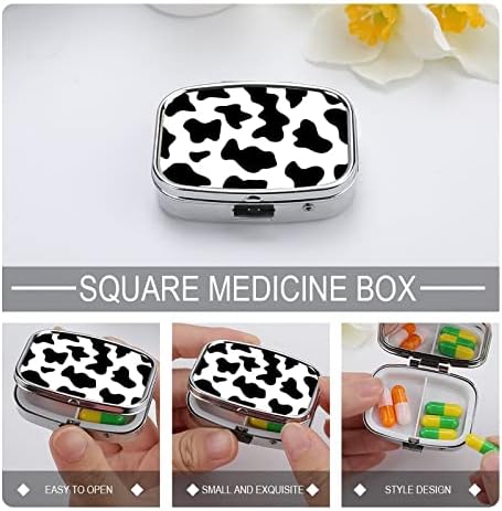 Пилула кутија крава печатена печатена плоштад во форма на таблета таблета, преносен пилукс витамин контејнер, организатор на