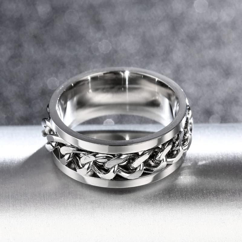 Колезо 8мм Сребрен ланец прстен за мажи и жени-24582