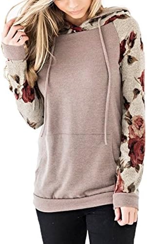 Angashionенски женски цветни печатени долги ракави пулвер дуксери џемпери џемпери врвови