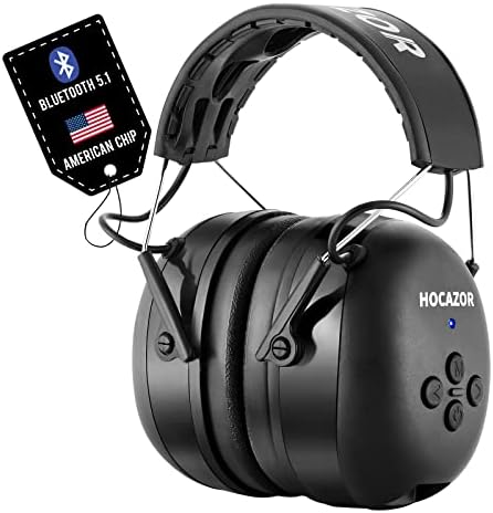 Hocazor HZ07 Bluetooth 5.1 Заштита на слухот - NRR 25dB бучава Откажување на ушите со батерија за полнење 1500mAh