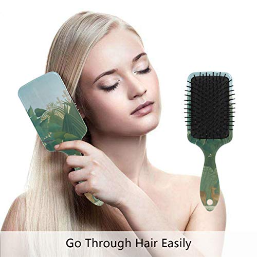 Четка за коса со перничиња од ВИПСК, пластична шарена Анри Русо, водопадот, соодветна добра масажа и анти статична четка за коса за да се сува