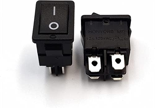 Rocker Switch 5pcs црн 15x21mm 4pin On-Off 2-позиција DPST Mini Rocker Switch 12A/125VAC 10A/250VAC
