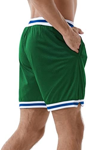 Исцелување кошаркарски атлетски шорцеви мажи - тренинг за тренингот за спортско вежбање со ретро -случајна мода со џебови со џебови