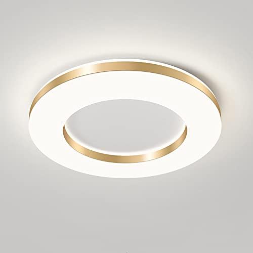 Pakfan 6000K модерна светлина на злато таванот, нордиски I Ring Ring LED лустер Полу-Flush Mount Feature со алуминиумска форма, близу до таванските