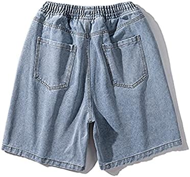 Машка влечење лабава се вклопи во Jeanан шорцеви лето на отворено обични фармерки шорцеви еластични половини плажа тексас кратки панталони