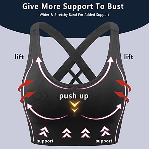 Wirist Sports Bra, врвови за вежбање за жени, средно влијание на страшни спортови градници за жени со голема поддршка