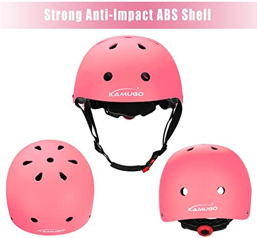 КАМУГО ДЕЦА прилагодливи шлемови, со спортски заштитни опрема поставени влошки на зглобот на зглобот на коленото за дете на 3-8 на возраст од 3-8