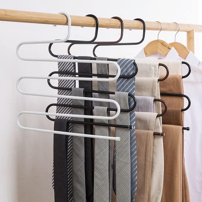 Yjjdxdp 5 слоеви S облик на железо гардероба за складирање закачалки панталони панталони закачалки повеќе слојни облека за складирање на решетки