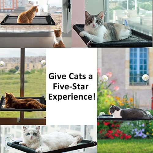 Костур За Прозорци за мачки, Силни Вшмукувачки Чаши Лесно Чисто Безбедно Седиште За Хамак За Мачки За Големи Мачки, Пондерирано