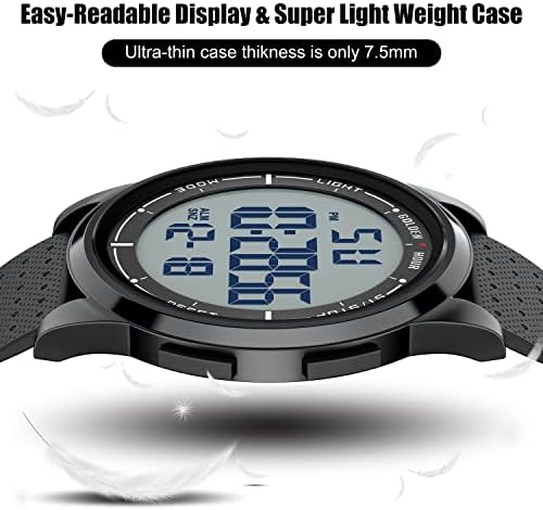 Златен час ултра-тенки минималистички спортови водоотпорни дигитални часовници мажи со широк агол дисплеј гумен каиш зглоб часовник за мажи жени