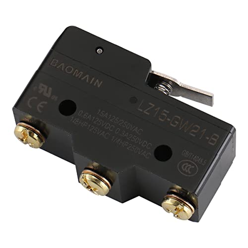 Baomain Micro Switch Short Hinge Lever 15A 250VAC SPDT 1NO 1NC Z15-GW21-B моментален прекинувач за копче за микро-притискање UL CE