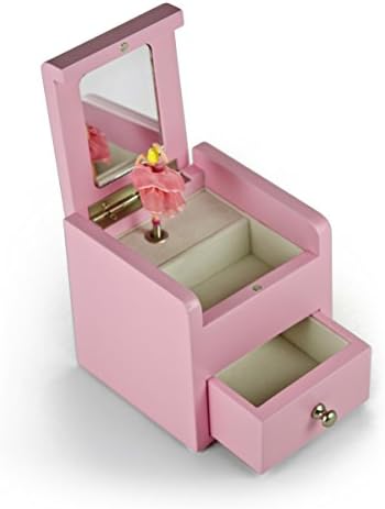 Matte Pink 18 Note Balerina Musical Jewelry Box со фиока за влечење - Лесен избор на песна - многу песни за избор - Silent Night,