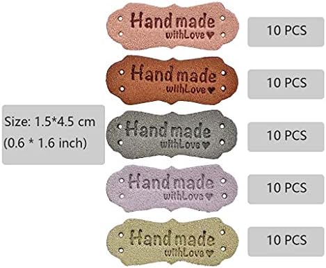 Daimay 50pcs pu кожа етикета облека рака изработена врежана ознака за украсување плетени додатоци за DIY за чевли за чевли за