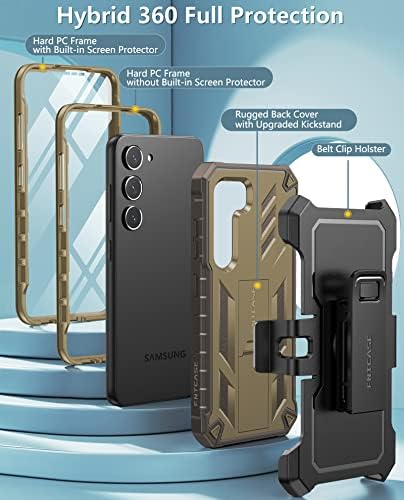Fntcase За Samsung Galaxy S23 Случај: Тешки Солиден Шок-Отпорен Заштитен Капак Со Појас-Клип Футрола &засилувач; Kickstand | Воена Одделение