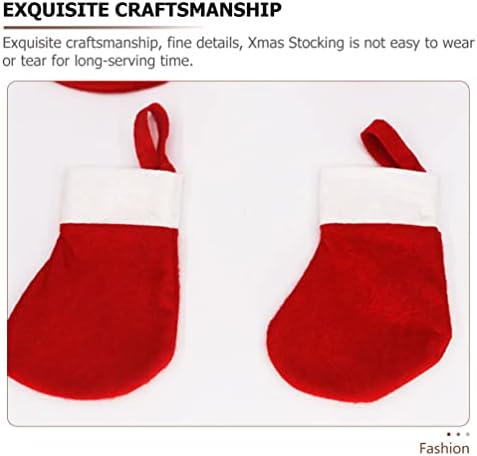 Божиќни чорапи на Зеродеко 16 парчиња, црвени Божиќни чорапи мини Божиќ Дедо Мраз за складирање торбички за складирање на сребрени производи