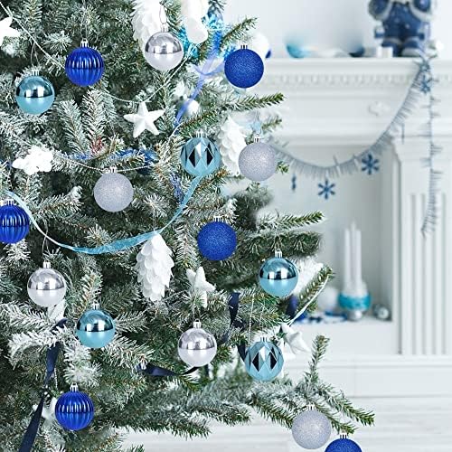 36 парчиња 6см сини сребрени божиќни топки украси за новогодишна елка - Божиќни украси - Божиќни топка топка бомби украси - Божиќна нова