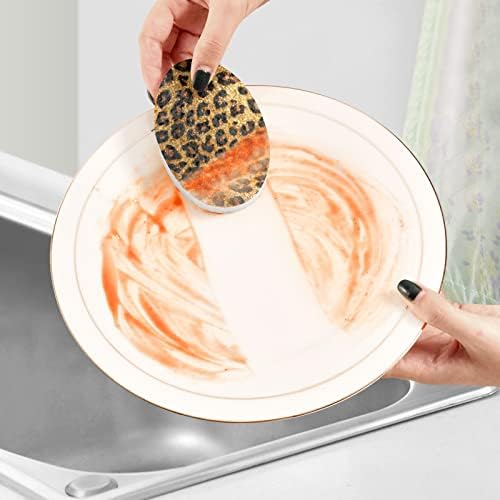 Алаза животно леопард печати шик природни сунѓери кујнски целулоза сунѓер за миење садови за миење бања и чистење на домаќинства,
