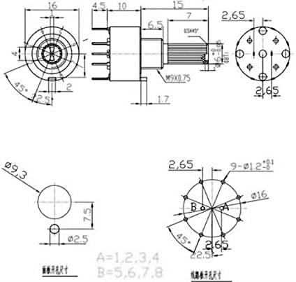 Gruni 10PCS SR16 Пластичен прекинувач за ротациони ленти од 16мм 2 Пол 3 4 Позиција 1 Полјак 5 6 8 Позиција на рачката на рачката 15мм